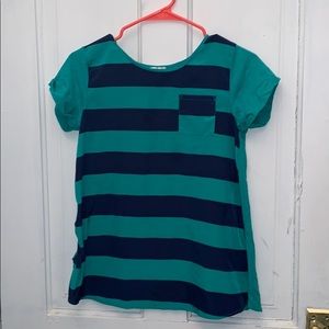 Textured and striped short sleeve tee